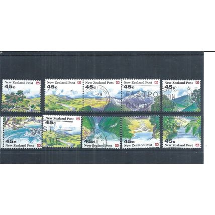 New Zealand Stamps 1992 Landscapes used. SG 1690 - 1699 (AQ657)