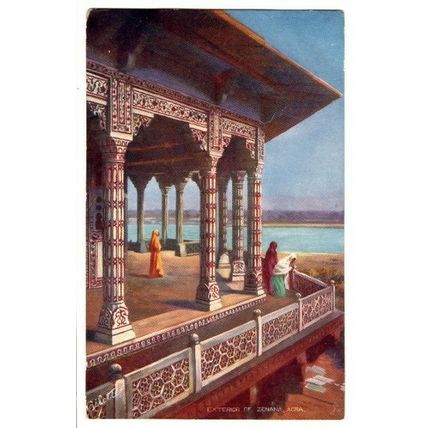 Postcard Tuck EXTERIOR OF ZENANA AGRA with DERBY 242 Duplex Postmark 1905