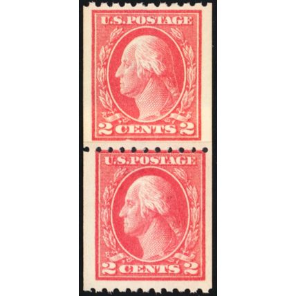 442, Mint NH 2¢ Paste-up Coil Pair - SCV $55+ - Stuart Katz