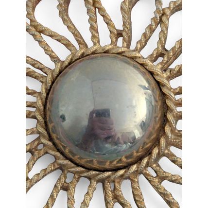 Vintage Gold Tone Round Flower Scarf Pin Brooch Clip Elegant Openwork Eye Design