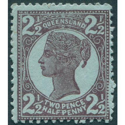 Queensland 1897 2½d brown-purple on blue paper SG238 unused