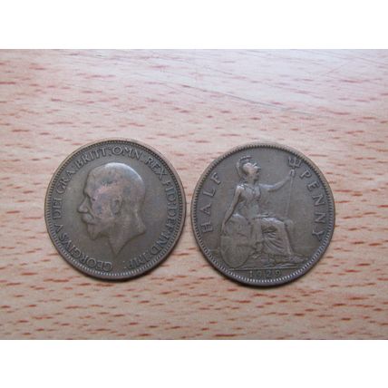 GB 1929 George V 1/2d Half Penny Coin