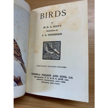 c1940s "BIRDS" M K C SCOTT ILLUSTRATED SMALL HARDBACK BOOK (P3)