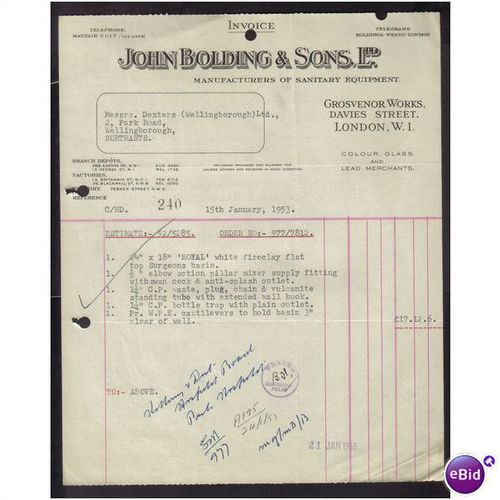JOHN BOLDING & SONS LTD,DAVIES ST,LONDON,W1, 15JAN1953