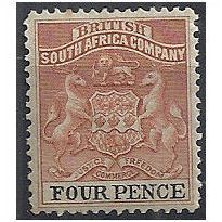 Rhodesia 1892 SG22 4d Chestnut & Black Mounted Mint ..