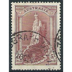 Australia 1938 SG176 5/- Claret Robes Fine Used ... .