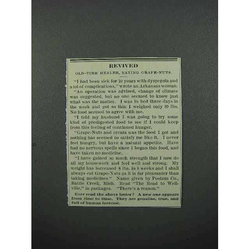 1913 Postum Grape-Nuts Cereal Ad - Revived