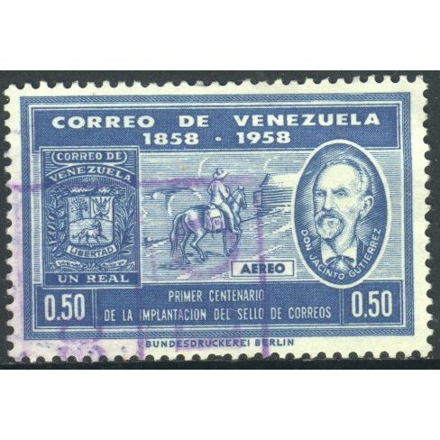 Venezuela 1959 - SG1571 - 50c blue - Real stamp of 1859 - Don Jacinto... - used