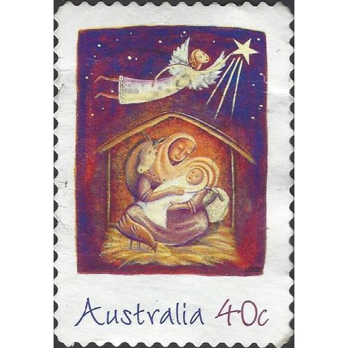 AUSTRALIA, CHRISTMAS, Madonna and Child, Angel with star, violet 2002, 40c, #4