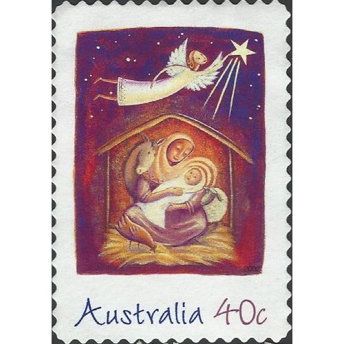 AUSTRALIA, CHRISTMAS, Madonna and Child, Angel with star, violet 2002, 40c, #3