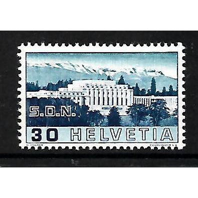 SWITZERLAND 1938 PALACE OF LEAGUE OF NATIONS 30c BUFF & BLUE SG 383 M / MINT