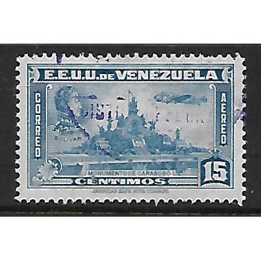 VENEZUELA 1940 INDEPENDENCE ISSUE 15c BLUE BOLIVAR & CARABOBO MONUMENT SG609 FU