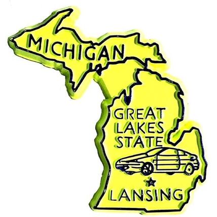 Michigan The Wolverine State Yellow Souvenir Fridge Magnet