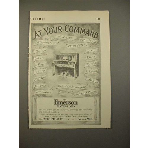 1913 Emerson Player Piano Ad - At Your Command