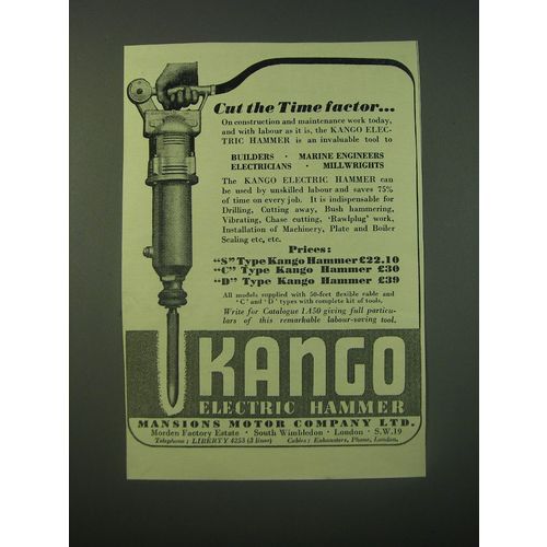 1940 Kango Electric Hammer Ad - Cut the Time Factor