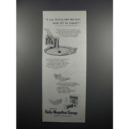 1950 Fels-Naptha Soap Ad - See The Dirt Walk Off