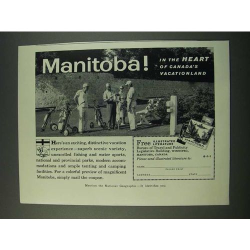 1960 Manitoba Canada Ad - In the Heart of Canada's Vacationland