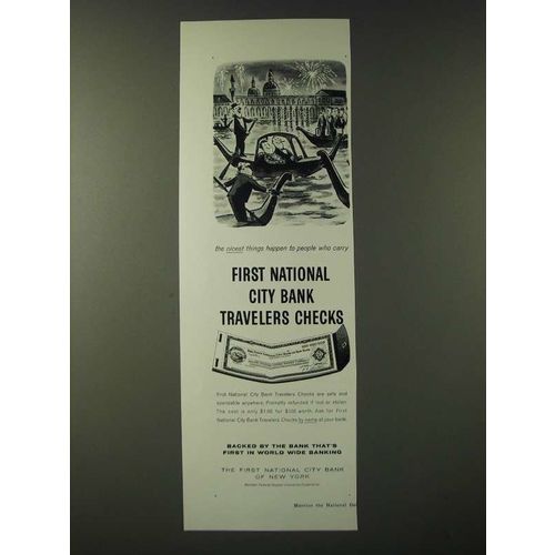 1960 First National City Bank Travelers Checks Ad - The nicest things happen