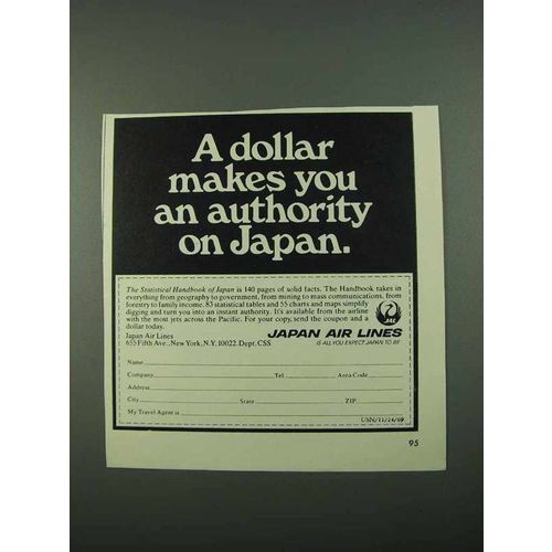 1969 Japan Air Lines Ad - Dollar Makes You an Authority