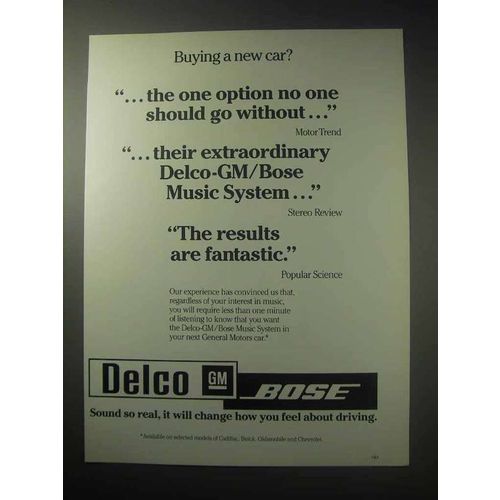 1985 Delco-GM / Bose Music System Ad - Buying a Car?