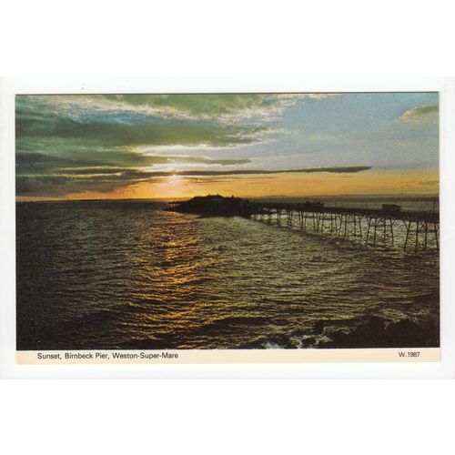 Sunset at Birnbeck Pier Weston-Super-Mare Postcard W198