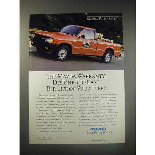 1990 Mazda Pickup Trucks Ad - The mazda warranty: Designed to last the life