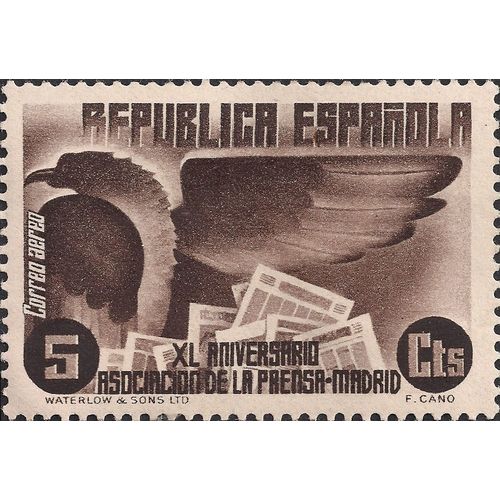SPAIN, Press Association - 40 years, dark brown 1936, 5 Cts