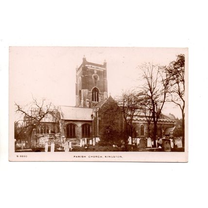 REAL PHOTOGRAPHIC POSTCARD OF ALL SAINTS CHURCH KINGSTON-ON-THAMES SURREY (340)