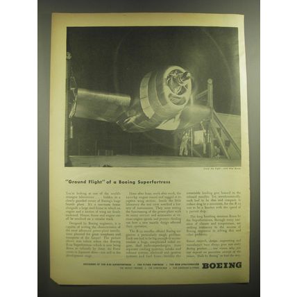 1945 Boeing Aviation Ad - Ground Flight of a Boeing Superfortress