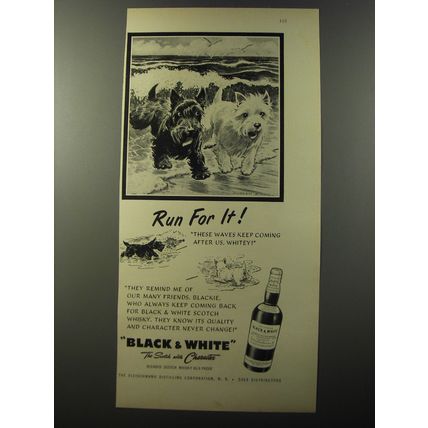 1953 Black & White Scotch Ad - Run for it!