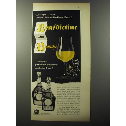 1953 Benedictine Liqueur Ad - After coffee.. enjoy America's favorite