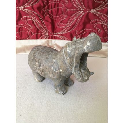 African Art Hand Carved Soapstone Hippo Hippopotamus Sculpture Collectable