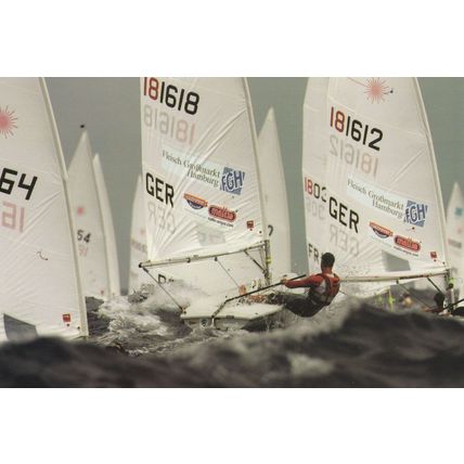 1996 Laser Boat & Brave Crew Weymouth Bay Regatta Race Ship Postcard