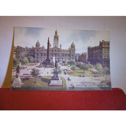 GEORGE SQUARE, GLASGOW by Brian Gerald unused vintage postcard by Valentine =