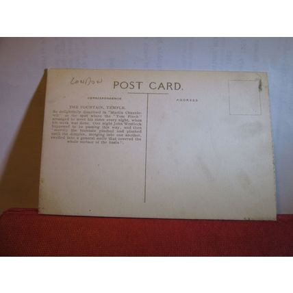 THE FOUNTAIN, TEMPLE, LONDON. unused antique postcard #