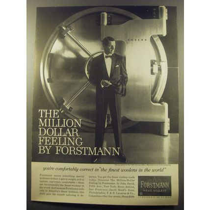 1959 Forstmann Dinner Clothes Ad - The Million Dollar feeling by Forstmann