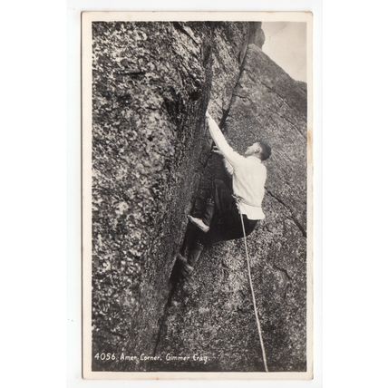 Rock Climbing Amen Corner Gimmer Crag Lake District Postcard 1955 RP Cumbria