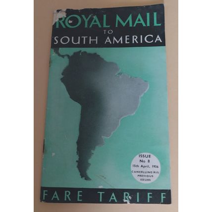 Royal Mail to South America 1936 Fare Tariff for ship passengers