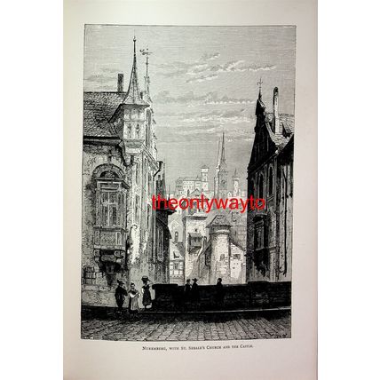 Nuremberg, St Sebald's Church & Castle, Germany, Book Illustration (Print), 1893