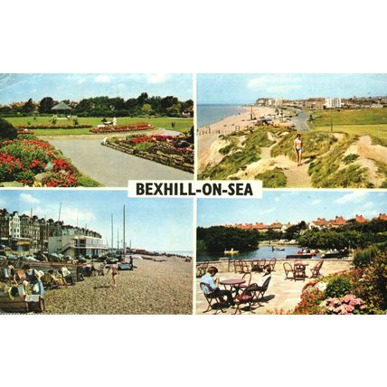 Bexhill on Sea, Sussex, 4 x Multiview, England, 1960s?, Postcard