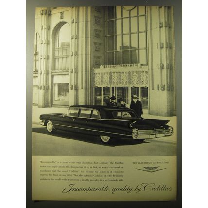 1960 Cadillac Fleetwood Seventy-Five Car Ad - Incomparable quality by Cadillac