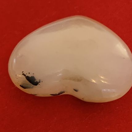 Plant Agate Crystal PUFFY Heart Polished Chakra Healing Worry Stone Reiki 1 1/2"