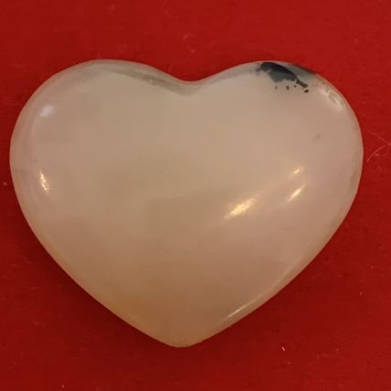 Plant Agate Crystal PUFFY Heart Polished Chakra Healing Worry Stone Reiki 1 1/2"