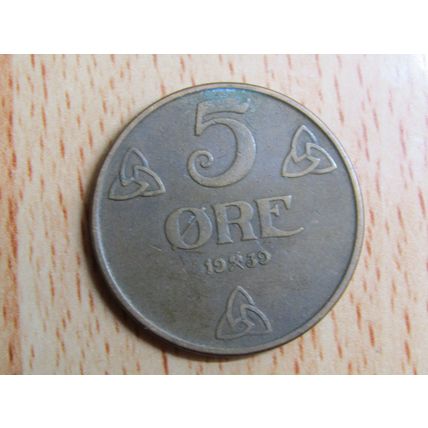 Norway 1939 5 Ore Coin
