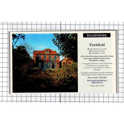 Titchfield Hampshire House Sale Advert - 1990 Cutting