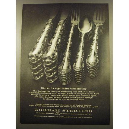 1961 Gorham Sterling Strasbourg Silverware Advertisement - Dinner for Eight