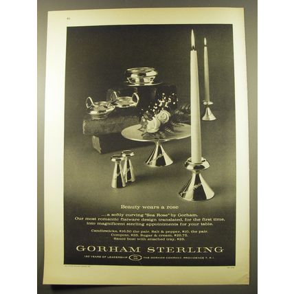1961 Gorham Sterling Sea Rose Silver Advertisement - Beauty wears a rose