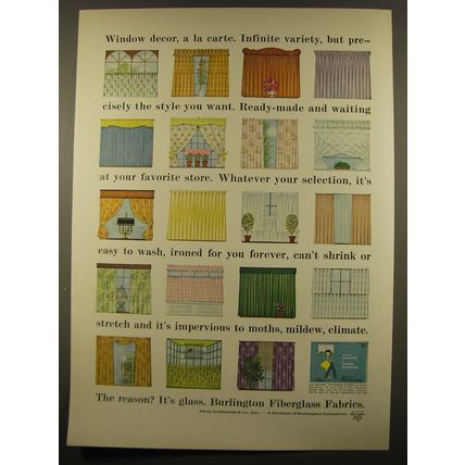 1961 Burlington Fiberglass Fabrics Advertisement - Window dcor, a la carte