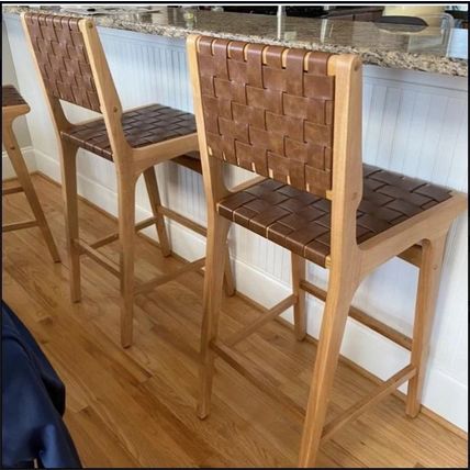 Ceylon 29" Barstool -(Brown/Natural Wood)-Woven - Threshold™: Rubberwood Frame