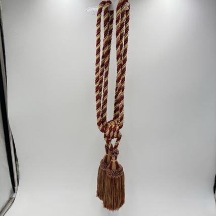 Vintage Curtain Tassle Berkshire Red And Gold Poly Tie Backs 25” Thick Rope Pair